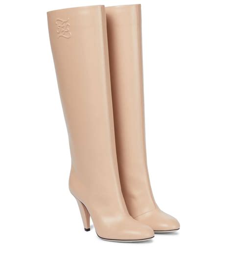 fendi thigh-high knit leather boots|Fendi lace up rain boots.